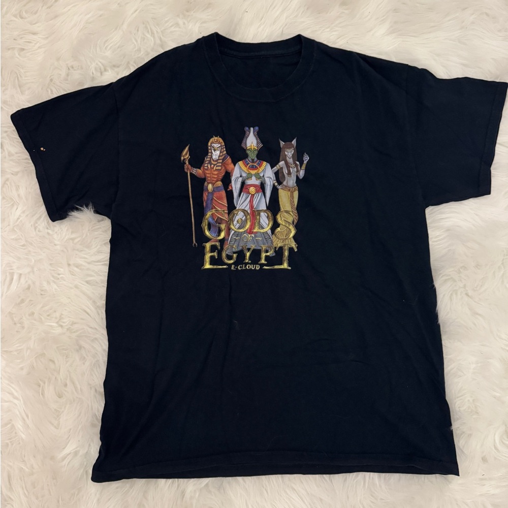 Black T-Shirt with Egyptian Deities Graphic